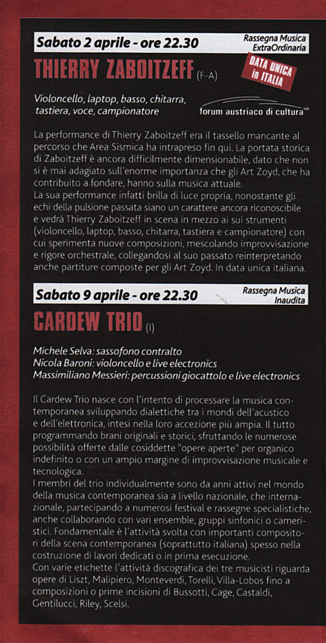 Cross The Bridge programme Area Sismica